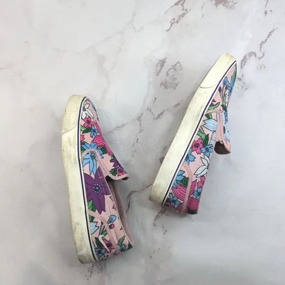 Nike Toki Pink Aloha Floral Sneakers Size 9.5 Canvas Slip On Shoe 724769-605