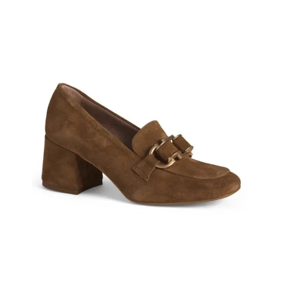 NILA &amp; NILA Cognac Made In Italy Suede Heels With Accessory