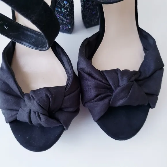 Nine West Black Platform Glitter Heels
