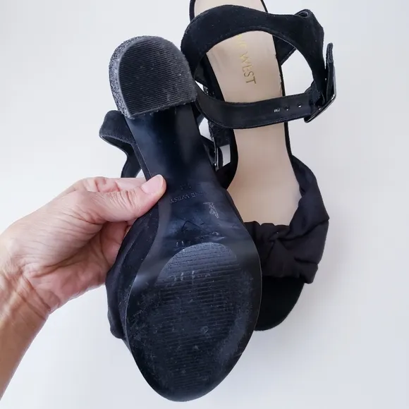Nine West Black Platform Glitter Heels