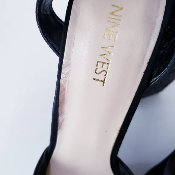 Nine West Black Platform Glitter Heels