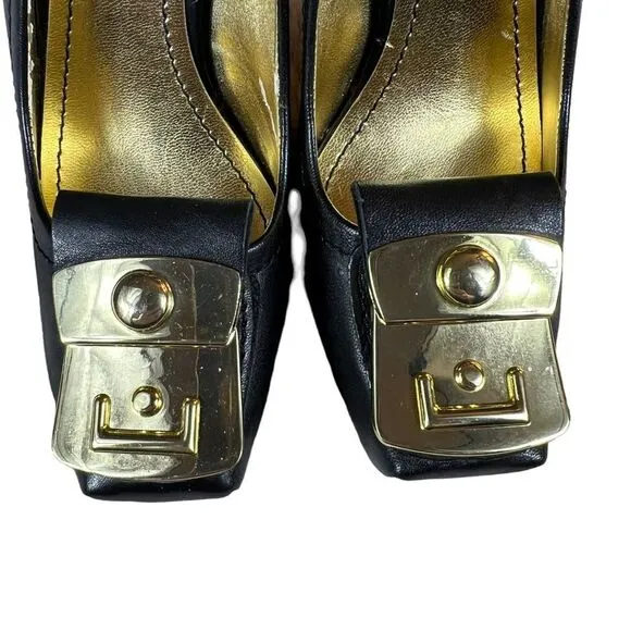 Nine West Heels Up Black Leather Heels