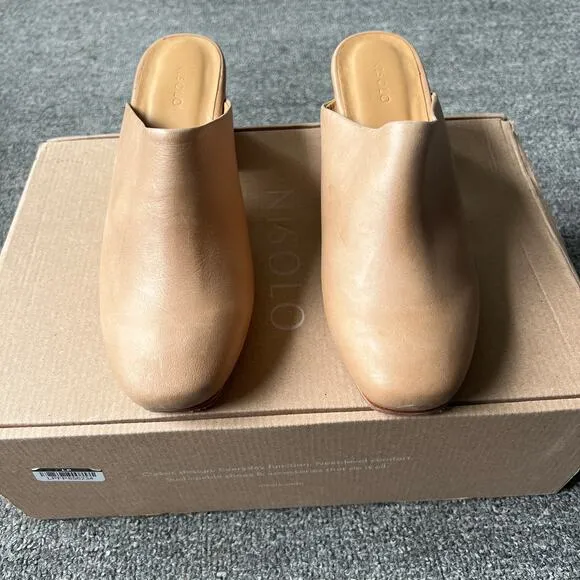 Nisolo All-Day Heeled Mule in Tan Almond MWT 8.5