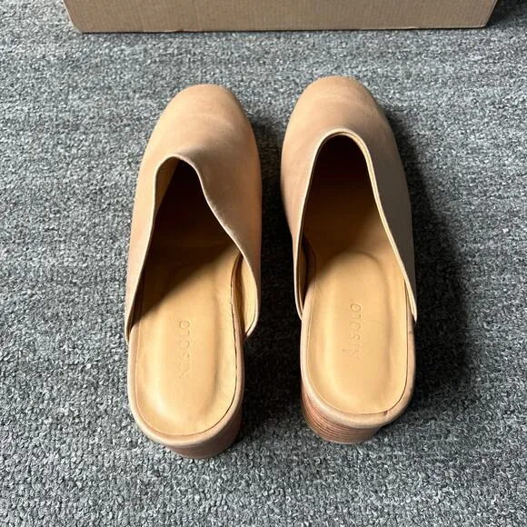 Nisolo All-Day Heeled Mule in Tan Almond MWT 8.5