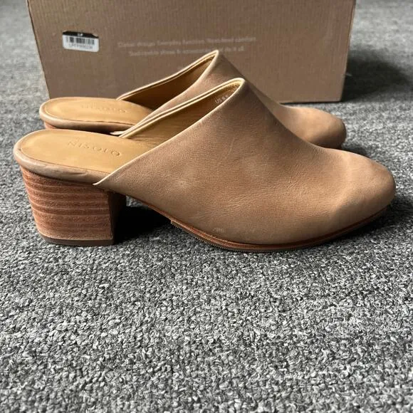 Nisolo All-Day Heeled Mule in Tan Almond MWT 8.5