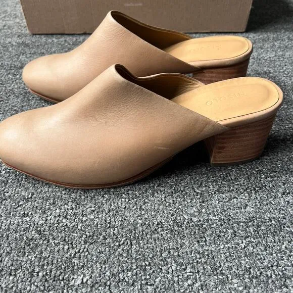Nisolo All-Day Heeled Mule in Tan Almond MWT 8.5