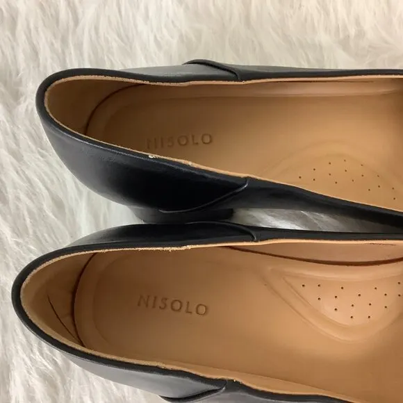 Nisolo Black Leather Fiorela Go To Mid Heel Pointed Toe Pumps