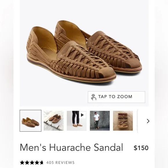 NISOLO by Anthropologie Men's Huarache Sandal Tobacco Brown Leather size 12
