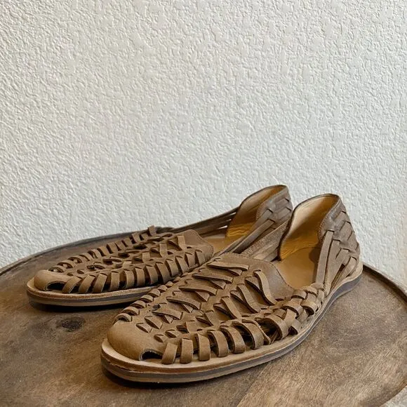 Nisolo Tobacco brown Leather Woven Huarache Sandal Men's Size 12