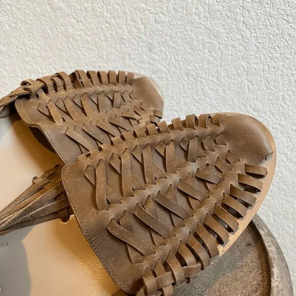 Nisolo Tobacco brown Leather Woven Huarache Sandal Men's Size 12