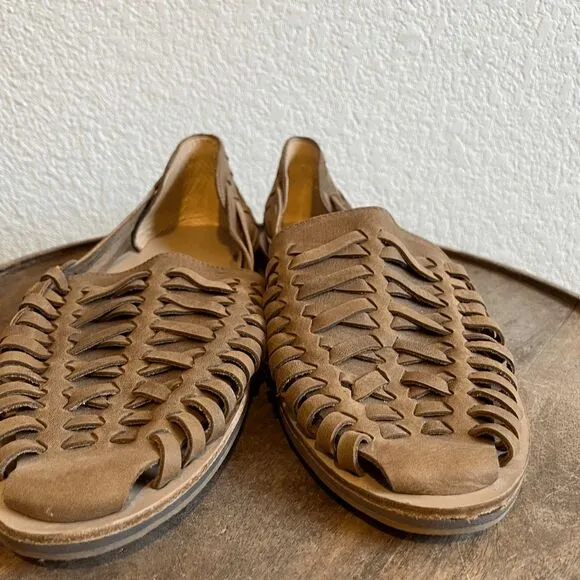 Nisolo Tobacco brown Leather Woven Huarache Sandal Men's Size 12