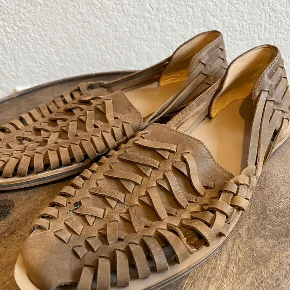 Nisolo Tobacco brown Leather Woven Huarache Sandal Men's Size 12