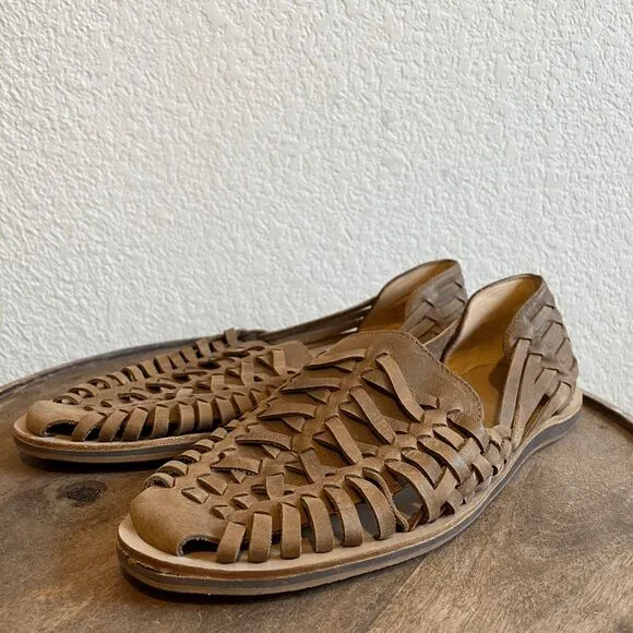 Nisolo Tobacco brown Leather Woven Huarache Sandal Men's Size 12