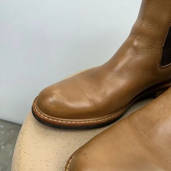 Nisolo Women’s Leather Carmen Chelsea Boot in Almond Brown