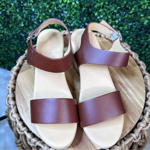 Nisolo x Anthropologie all day open toe clog new in box brandy color