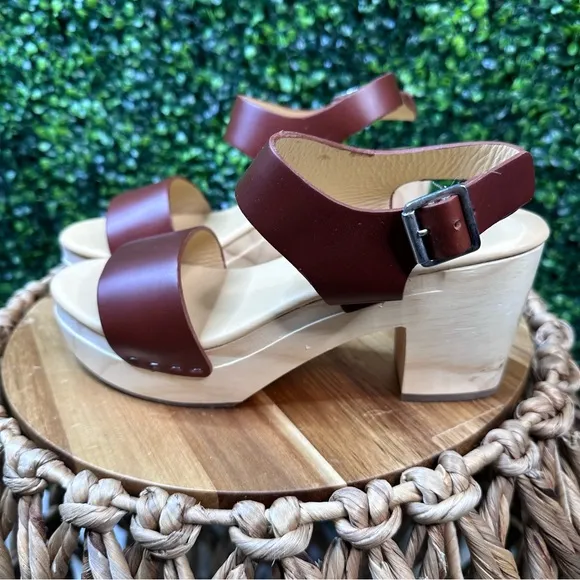 Nisolo x Anthropologie all day open toe clog new in box brandy color