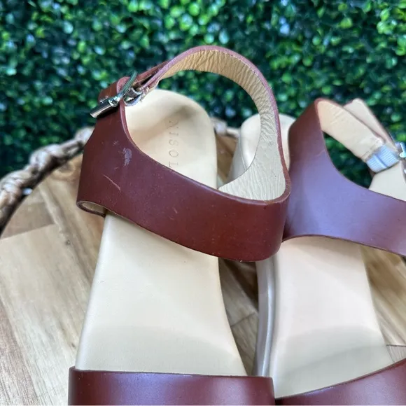 Nisolo x Anthropologie all day open toe clog new in box brandy color