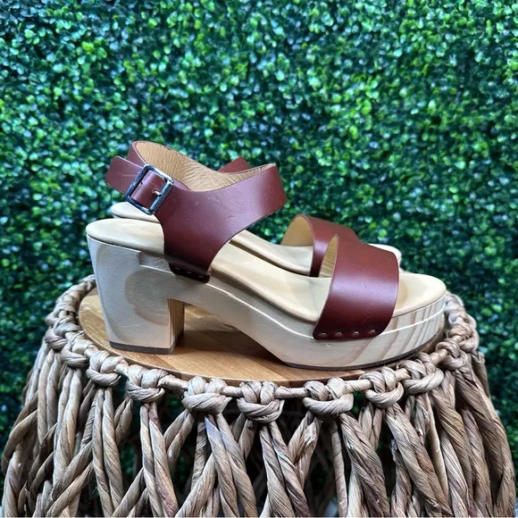 Nisolo x Anthropologie all day open toe clog new in box brandy color