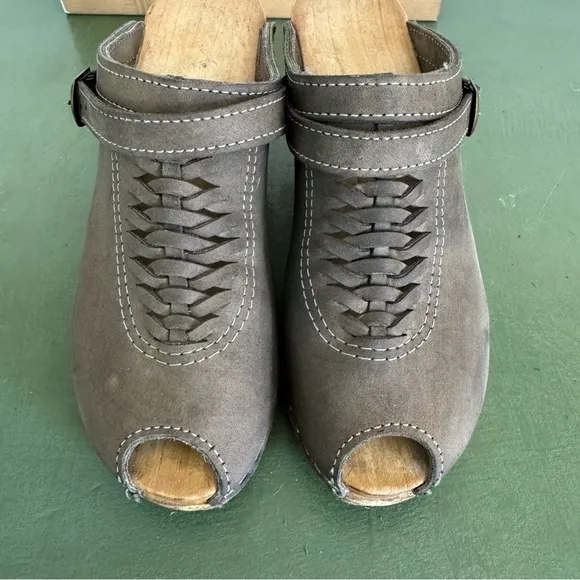 No. 6 Handmade by Sven Braid-Front Convertible Clogs in Taupe Nubuck *USA Made*