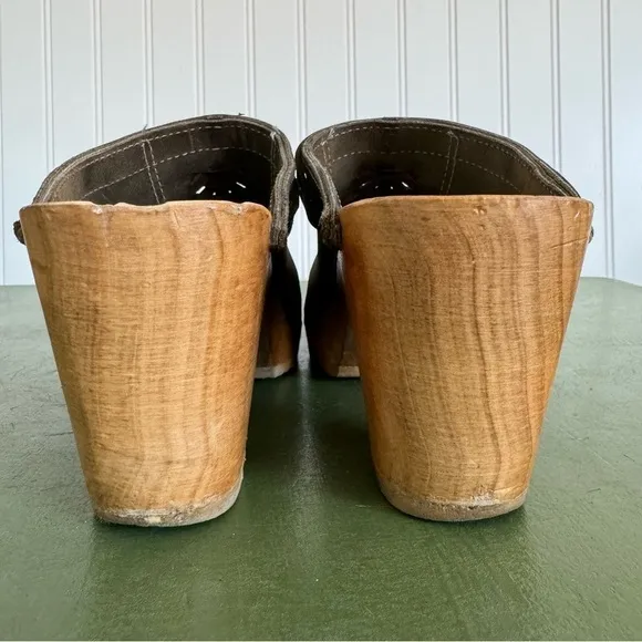 No. 6 Handmade by Sven Braid-Front Convertible Clogs in Taupe Nubuck *USA Made*