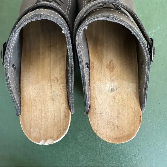 No. 6 Handmade by Sven Braid-Front Convertible Clogs in Taupe Nubuck *USA Made*