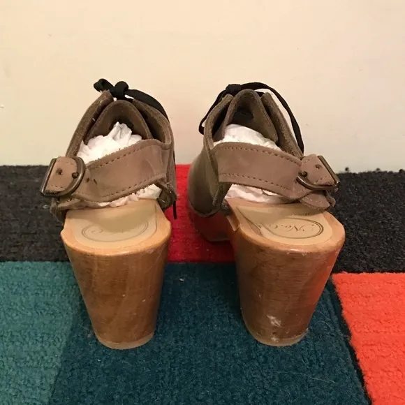 No. 6 Lace Up Slingback Clog Gray/Tan color heels