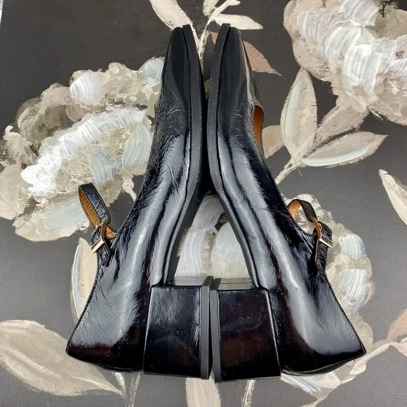 NWOB Anthropologie Maeve The Ainsley Leather Mary Jane Block Heels Black Size 9.