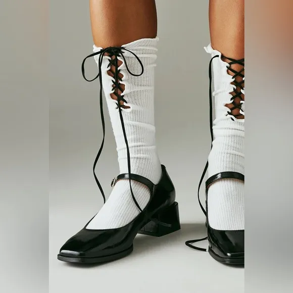 NWOB Anthropologie Maeve The Ainsley Leather Mary Jane Block Heels Black Size 9.