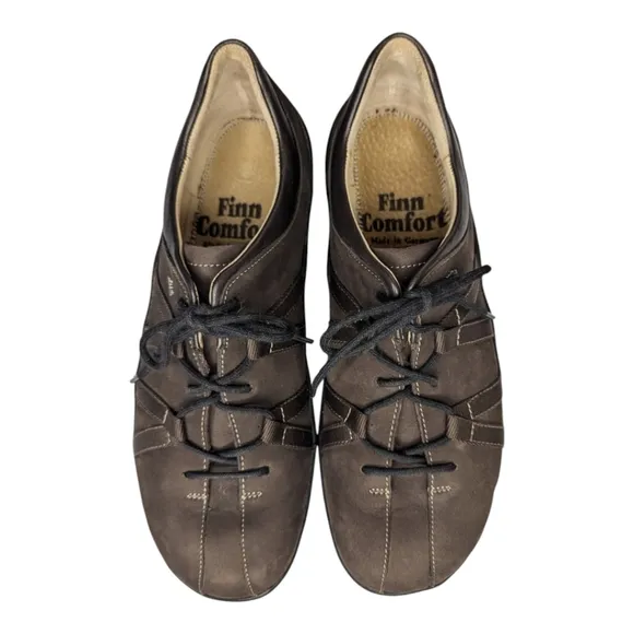 NWOB Finn Comfort Suede Leather Oxford Lace Up Shoe Brown Unisex 5.5M/7.5W