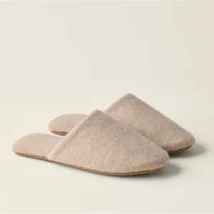 NWOB Garnet Hill Cozy Cashmere Slides Slippers in Oat Heather size M (8-9)