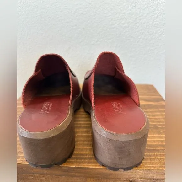 NWOB J. Crew Leather Wooden Round Toe Clog Shoe Made in Italy Size 38