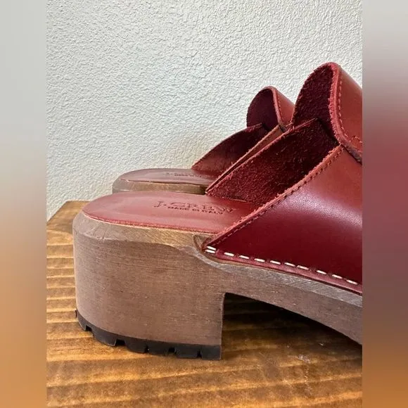 NWOB J. Crew Leather Wooden Round Toe Clog Shoe Made in Italy Size 38