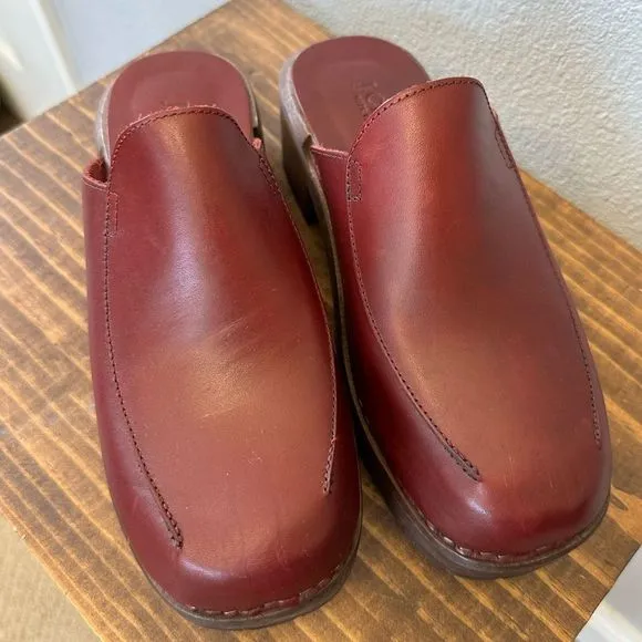 NWOB J. Crew Leather Wooden Round Toe Clog Shoe Made in Italy Size 38