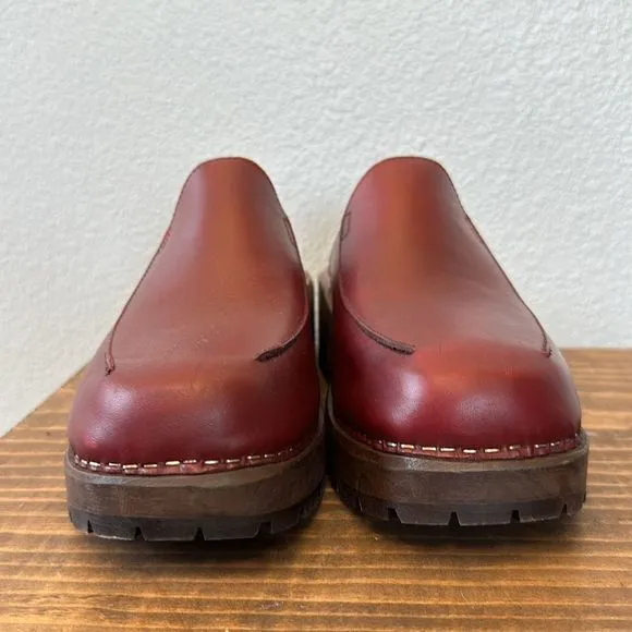 NWOB J. Crew Leather Wooden Round Toe Clog Shoe Made in Italy Size 38