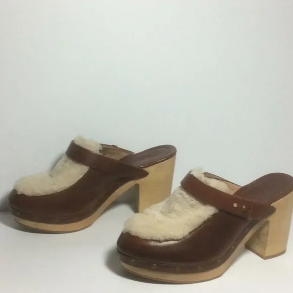 NWOB Madewell Aubrey Sherpa Hi Clogs Brown 8.5