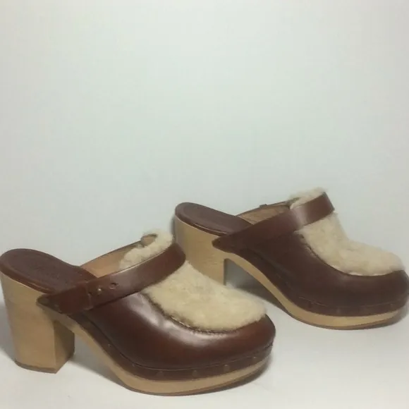 NWOB Madewell Aubrey Sherpa Hi Clogs Brown 8.5