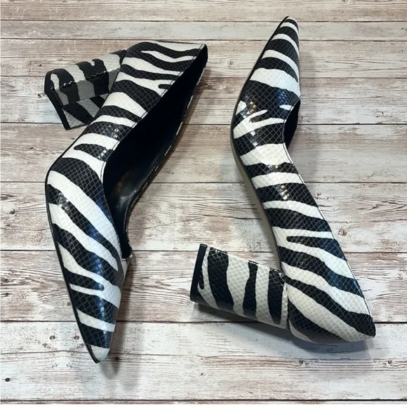 NWOB Marc Fisher MFCaitlin3 Size 10MZebra Print Reptile textured 3&quot; Pumps
