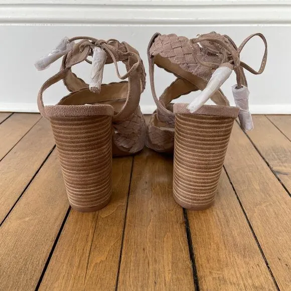 NWOT BCBGeneration Ledina Blush Suede Braided Sandal Heels