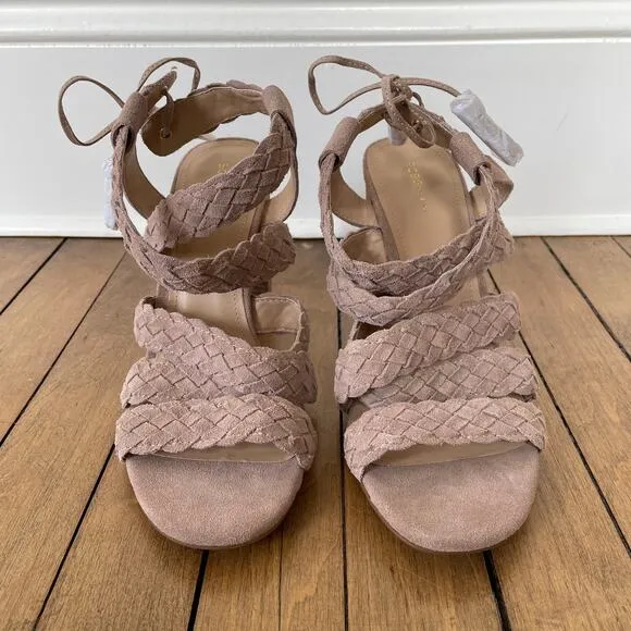 NWOT BCBGeneration Ledina Blush Suede Braided Sandal Heels