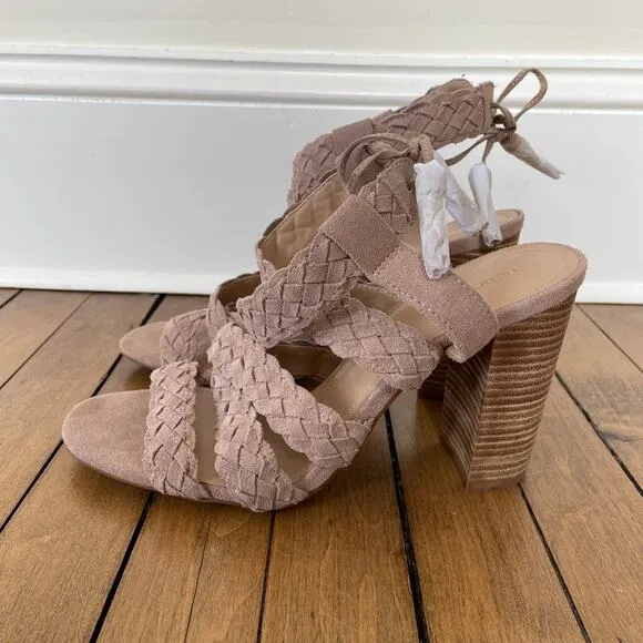 NWOT BCBGeneration Ledina Blush Suede Braided Sandal Heels