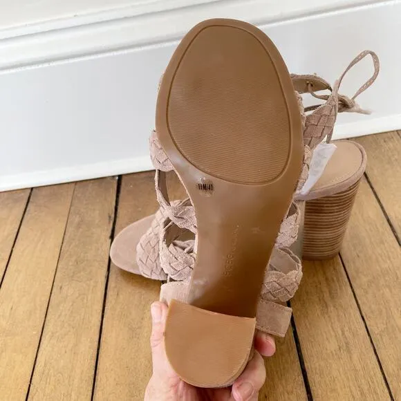 NWOT BCBGeneration Ledina Blush Suede Braided Sandal Heels