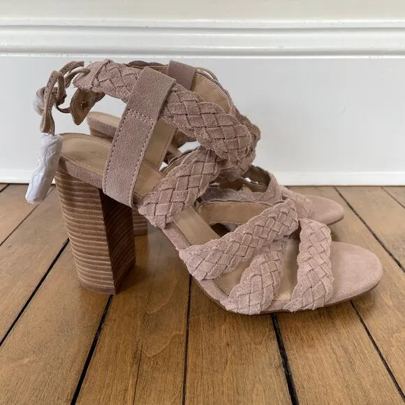 NWOT BCBGeneration Ledina Blush Suede Braided Sandal Heels