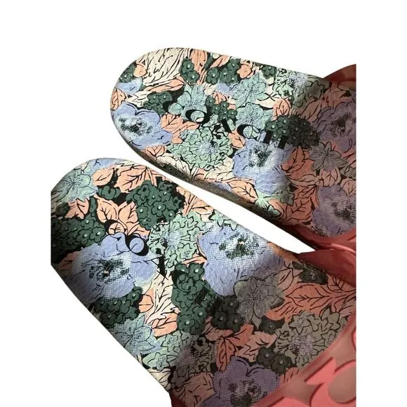 NWOT COACH Women's Floral Slide Sandals Multicolor Casual Summer Shoes S 9