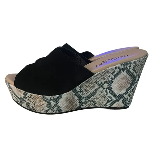 NWOT Cordani Helena Black Suede Platform Slides – Sz 8.5