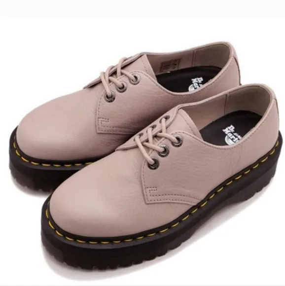 🥰NWOT Dr Martens 1461 Quad II Pisa Vintage Platform Lace Up, Taupe Leather, 7