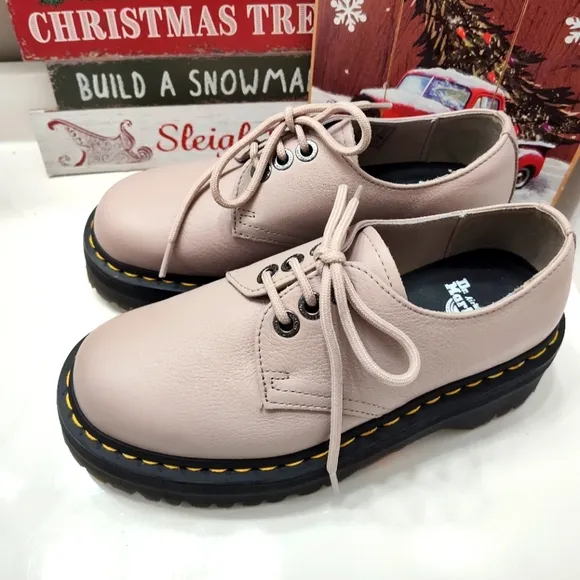 🥰NWOT Dr Martens 1461 Quad II Pisa Vintage Platform Lace Up, Taupe Leather, 7
