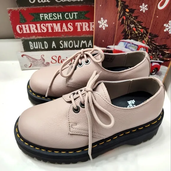 🥰NWOT Dr Martens 1461 Quad II Pisa Vintage Platform Lace Up, Taupe Leather, 7