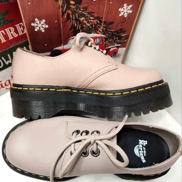 🥰NWOT Dr Martens 1461 Quad II Pisa Vintage Platform Lace Up, Taupe Leather, 7