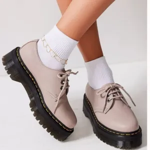 🥰NWOT Dr Martens 1461 Quad II Pisa Vintage Platform Lace Up, Taupe Leather, 7