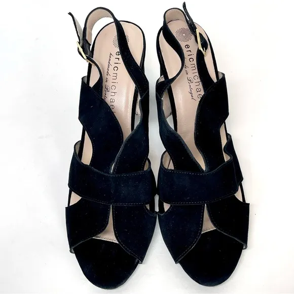 NWOT ERIC MICHAEL Women’s Portugal Lark Black Leather Heels Size EU 42 (11-12)